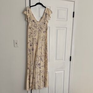 H&M Cream and Purple Floral Maxi Dress